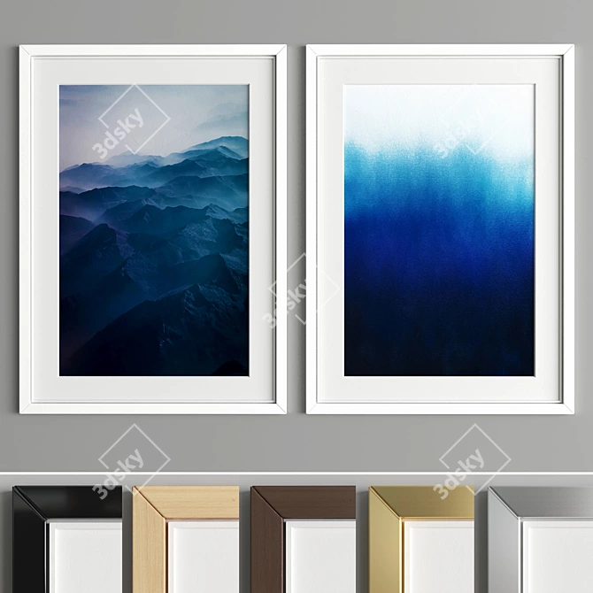 Premium Art Frame: Aesthetic Blend of Wood and Metal 3D model image 2