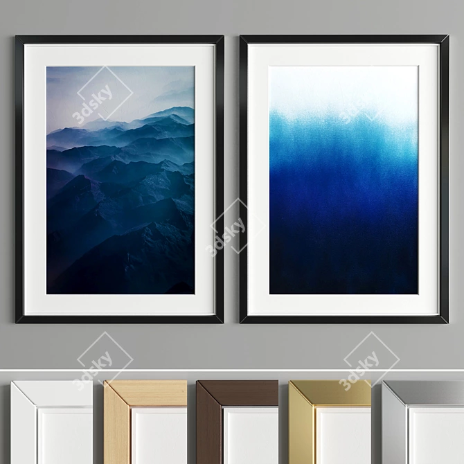 Premium Art Frame: Aesthetic Blend of Wood and Metal 3D model image 3