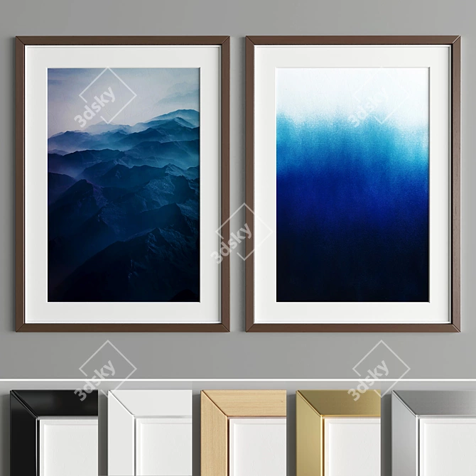 Premium Art Frame: Aesthetic Blend of Wood and Metal 3D model image 4