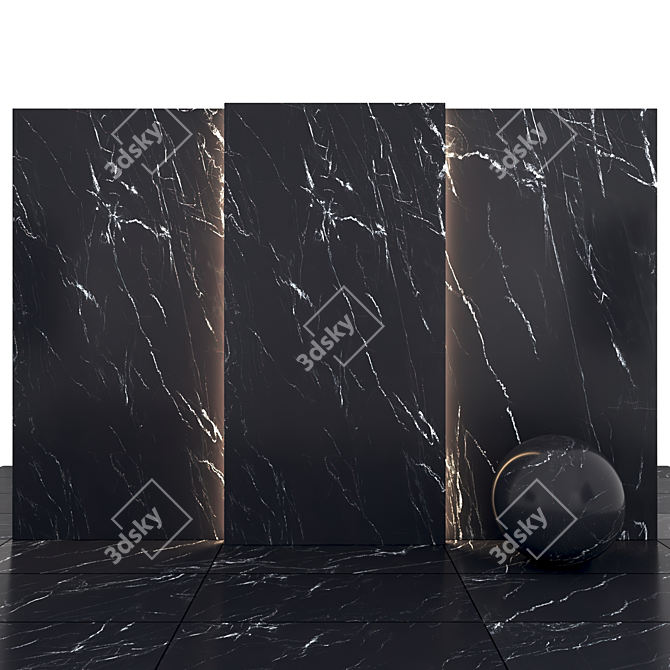 Elegant Black Marble Slabs 3D model image 2