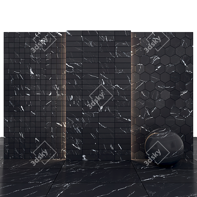 Elegant Black Marble Slabs 3D model image 3