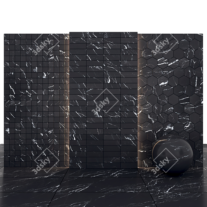  Black Moonlight Marble Slabs & Tiles 3D model image 3