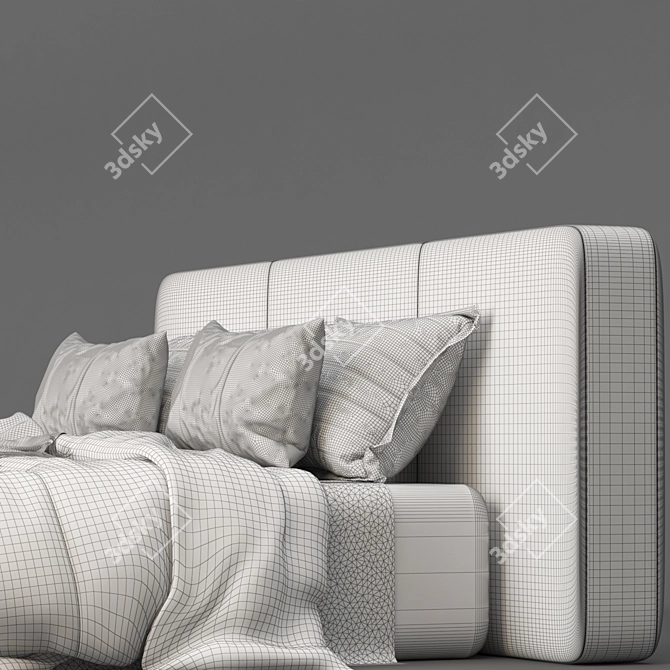 Elegant Fabric Unfold Bed 3D model image 4