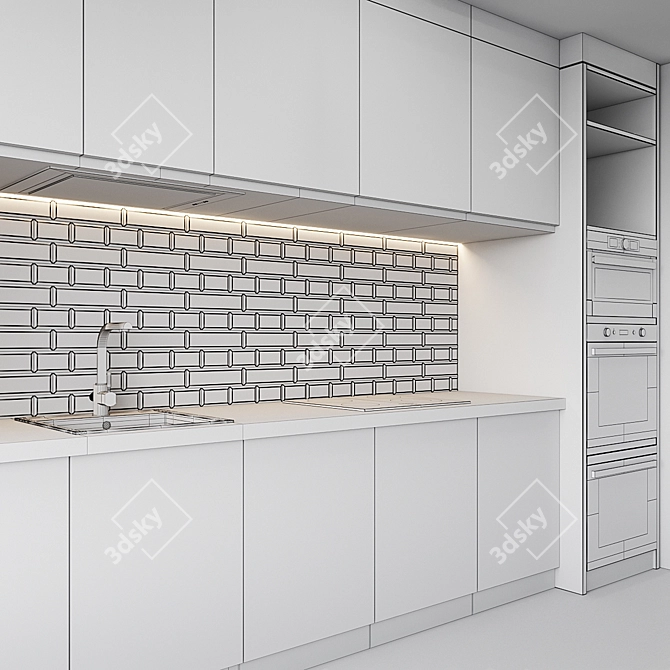 Modern Kitchen Cabinet Set 3D model image 4