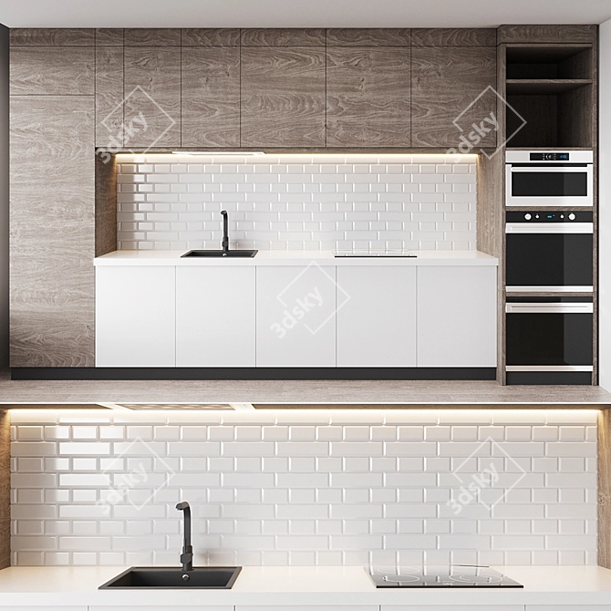 Modern Kitchen Cabinet Set 3D model image 5