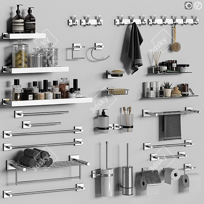 Modern Bathroom Essentials Set 3D model image 1