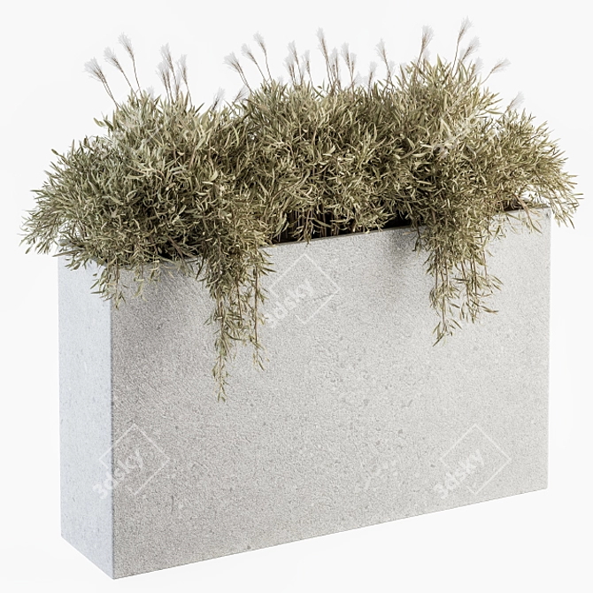 Concrete Outdoor Plant Box Set 3D model image 1