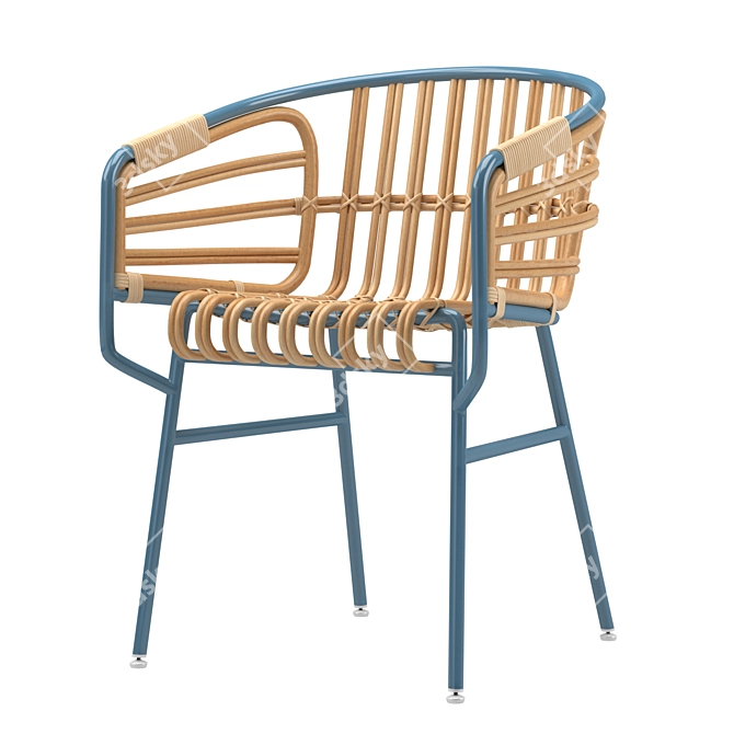 Coastal Chic Rattan Chair 3D model image 4