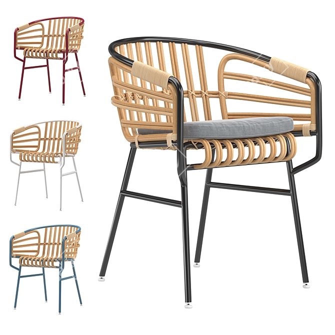 Coastal Chic Rattan Chair 3D model image 5