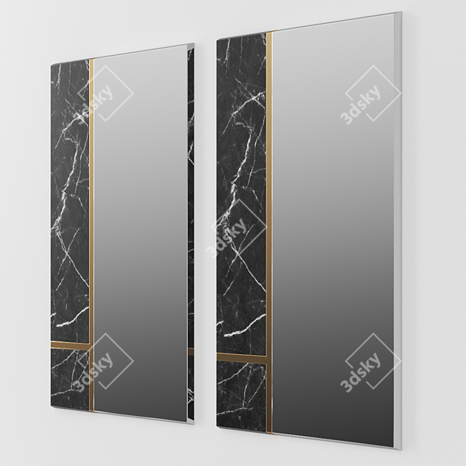 Mondrian Square Mirror: Contemporary Elegance in Reflective Art 3D model image 3