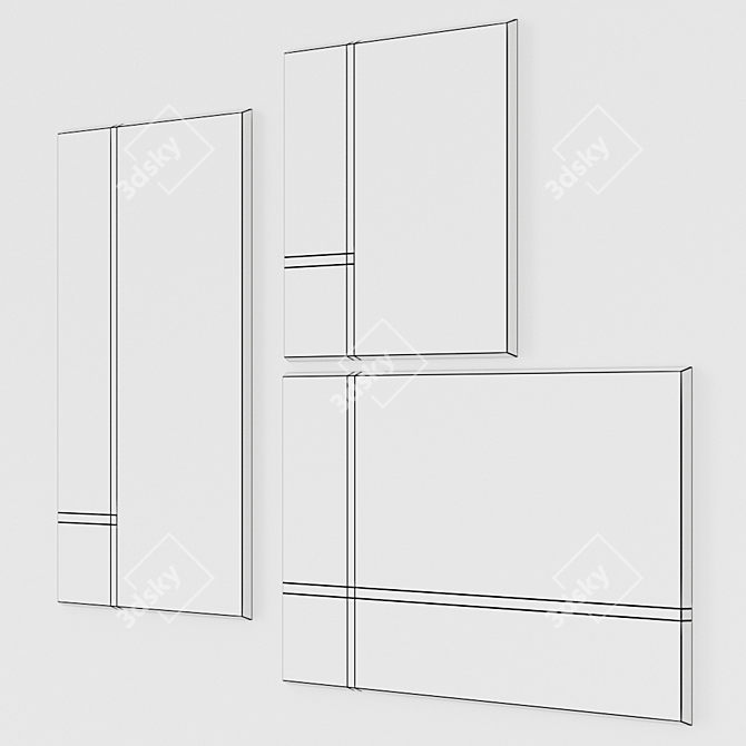 Mondrian Square Mirror: Contemporary Elegance in Reflective Art 3D model image 5