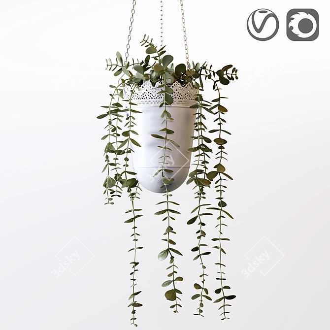 FEJKA Faux Eucalyptus: Lifelike Artificial Hanging Plant 3D model image 1