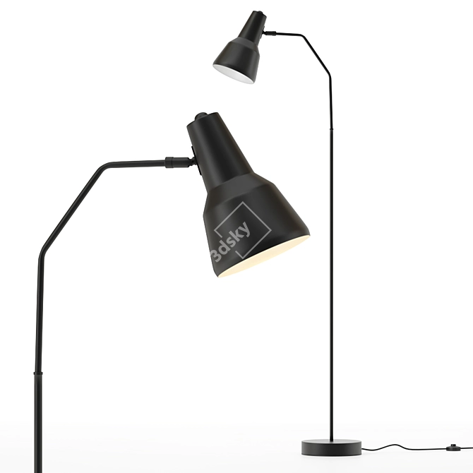 Sleek Matte Black Metal Valencia Floor Lamp 3D model image 2