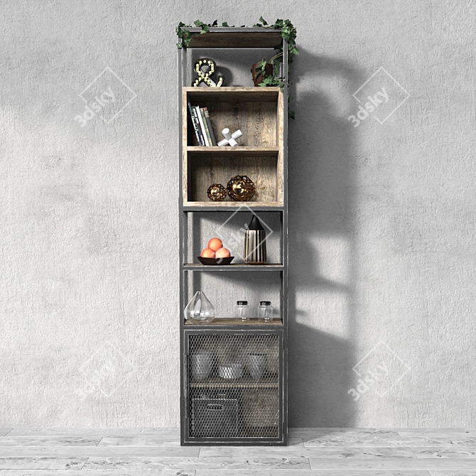 Industrial Loft 3-Tier Shelving 3D model image 1