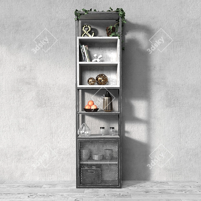 Industrial Loft 3-Tier Shelving 3D model image 2