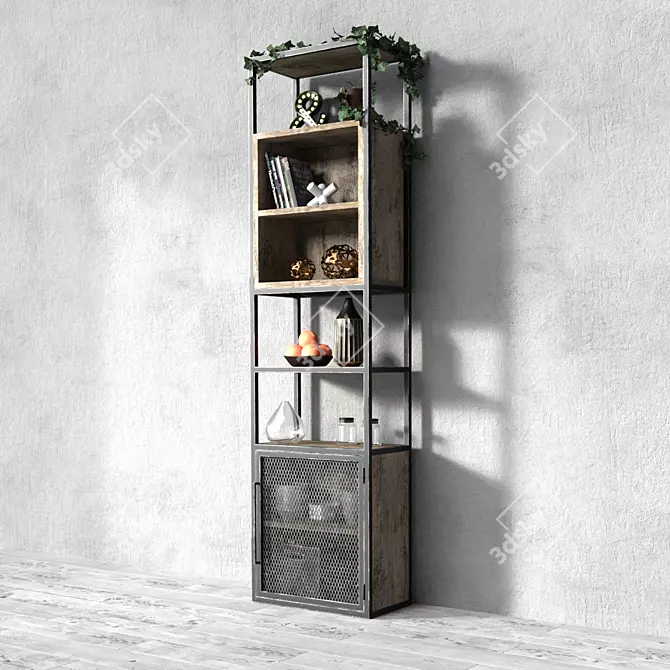 Industrial Loft 3-Tier Shelving 3D model image 3