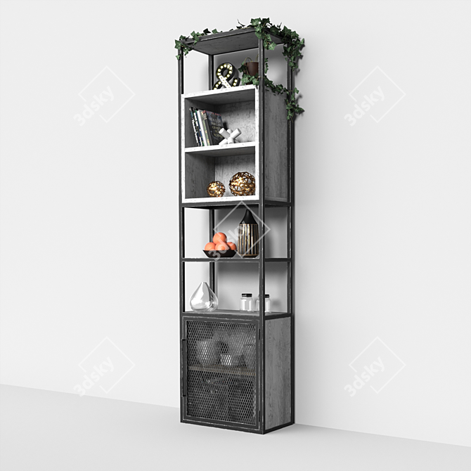 Industrial Loft 3-Tier Shelving 3D model image 8