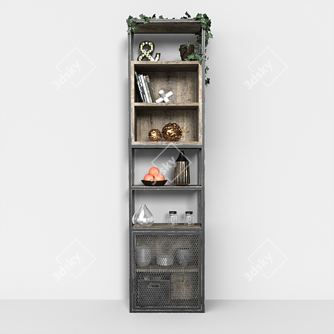 Industrial Loft 3-Tier Shelving 3D model image 9