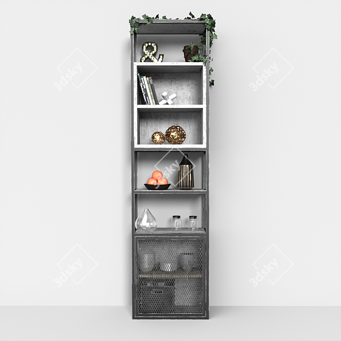 Industrial Loft 3-Tier Shelving 3D model image 10