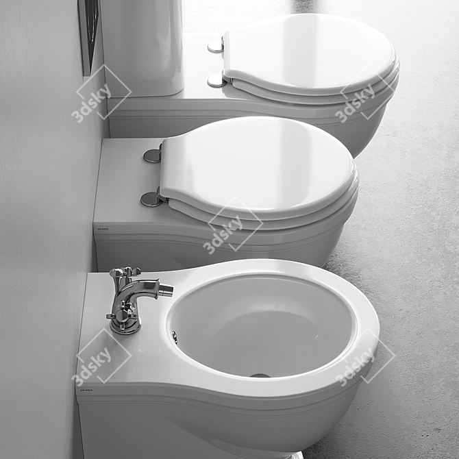 Elegant Ethos Ceramic Bathroom Set 3D model image 2