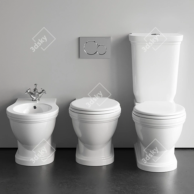 Elegant Ethos Ceramic Bathroom Set 3D model image 3