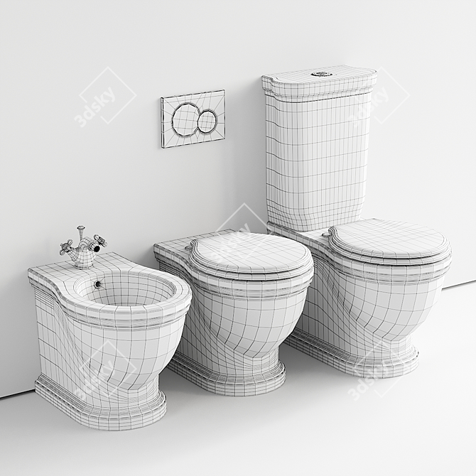 Elegant Ethos Ceramic Bathroom Set 3D model image 5