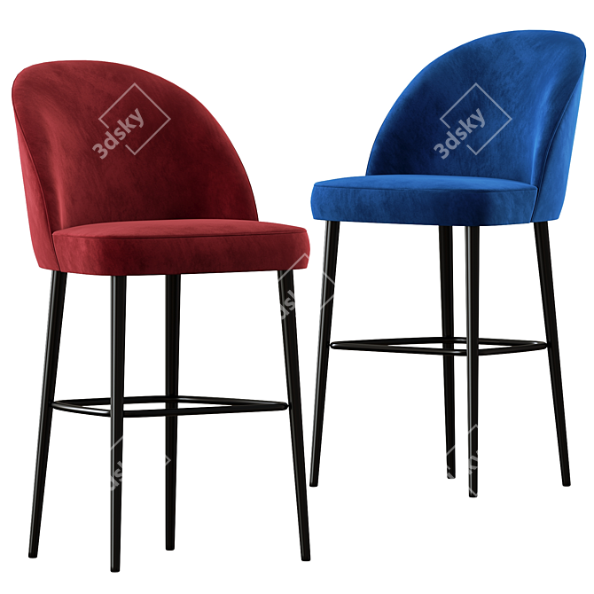 Elegant Austen Velvet Bar Stool 3D model image 1