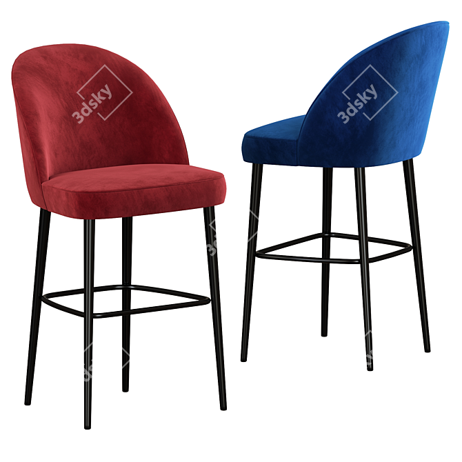 Elegant Austen Velvet Bar Stool 3D model image 4