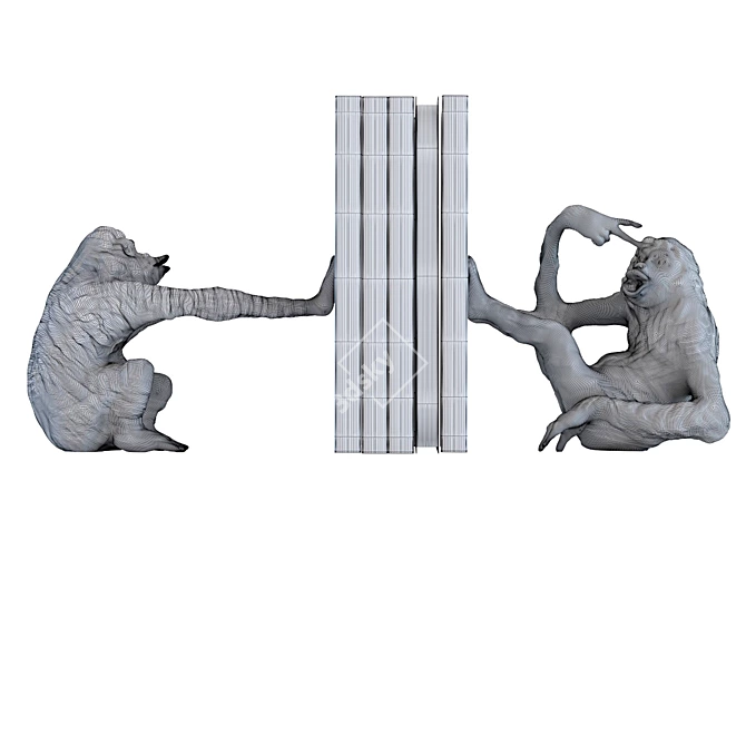 Playful Monkey Bookend Set 3D model image 3