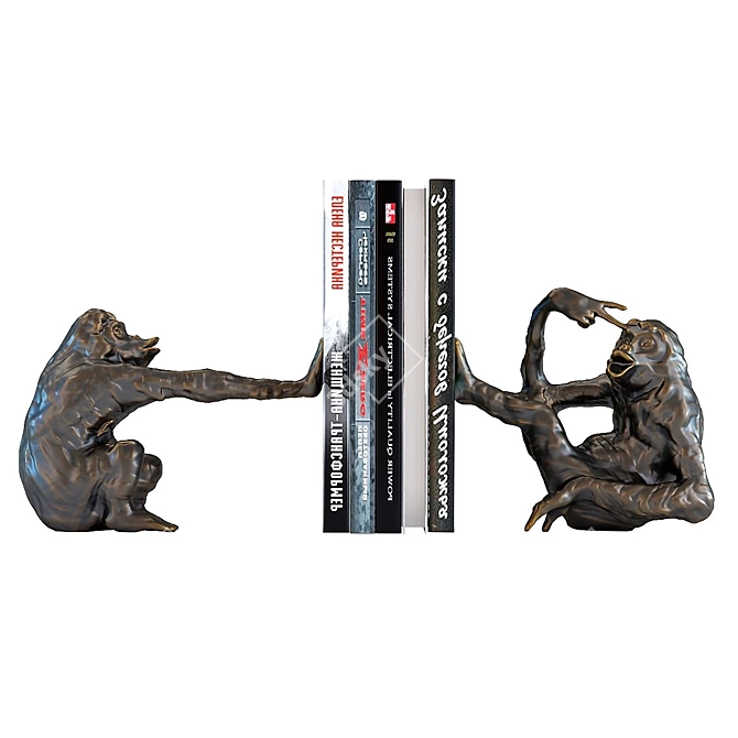 Playful Monkey Bookend Set 3D model image 4