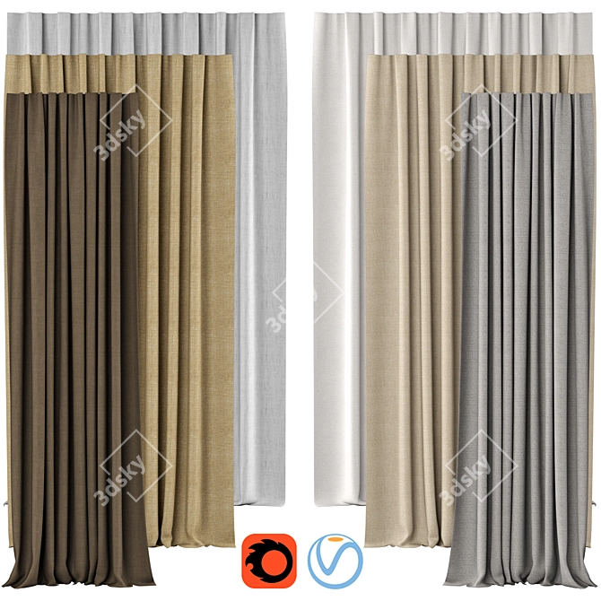 Belgian Linen Drapery - Textured Elegance for Your Windows 3D model image 1