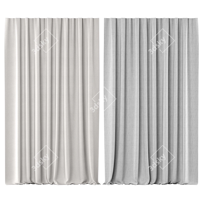 Belgian Linen Drapery - Textured Elegance for Your Windows 3D model image 2