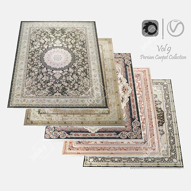 Luxury Persian Carpet Collection 3D model image 1