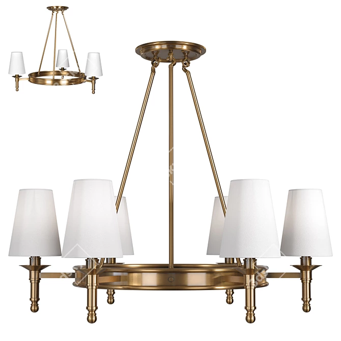 Bronze Ceiling Lamp, Owen Lyca: Elegant White Fabric Shade 3D model image 1