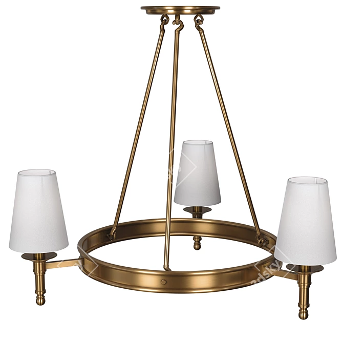 Bronze Ceiling Lamp, Owen Lyca: Elegant White Fabric Shade 3D model image 2