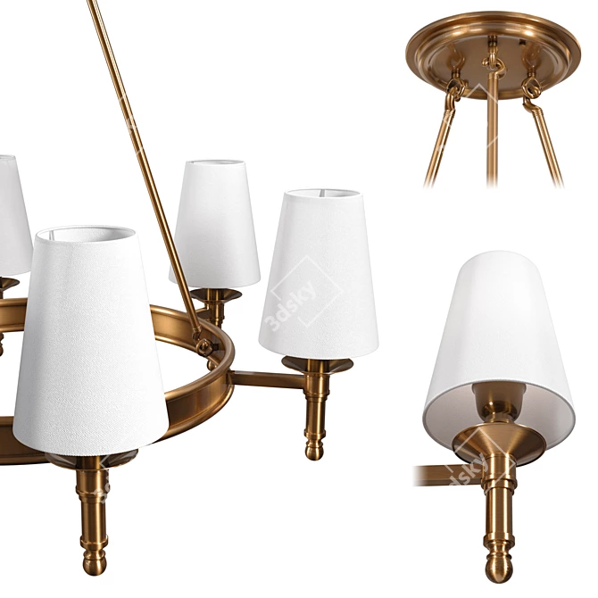 Bronze Ceiling Lamp, Owen Lyca: Elegant White Fabric Shade 3D model image 3