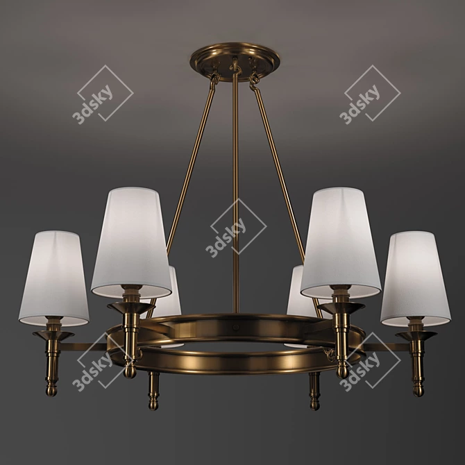 Bronze Ceiling Lamp, Owen Lyca: Elegant White Fabric Shade 3D model image 4