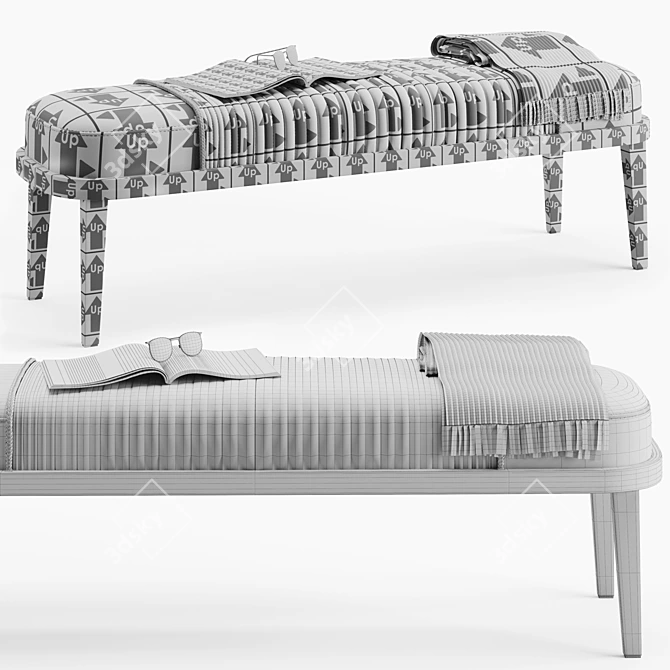 Elegant Marylin Bench - Stylish Seating Solution 3D model image 4