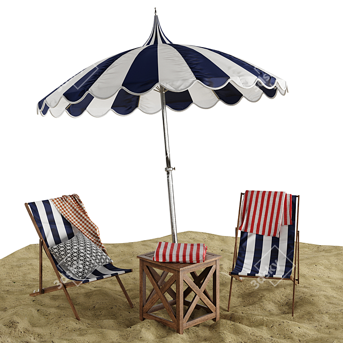 Ocean Breeze 7-Piece Outdoor Beach Lounge Set 3D model image 1