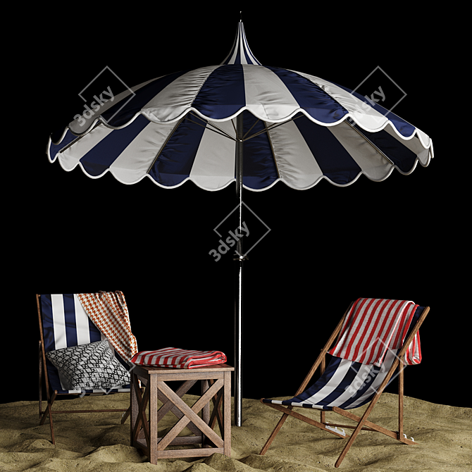 Ocean Breeze 7-Piece Outdoor Beach Lounge Set 3D model image 3
