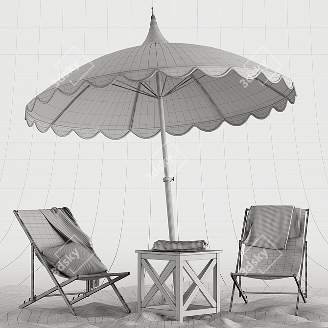 Ocean Breeze 7-Piece Outdoor Beach Lounge Set 3D model image 5