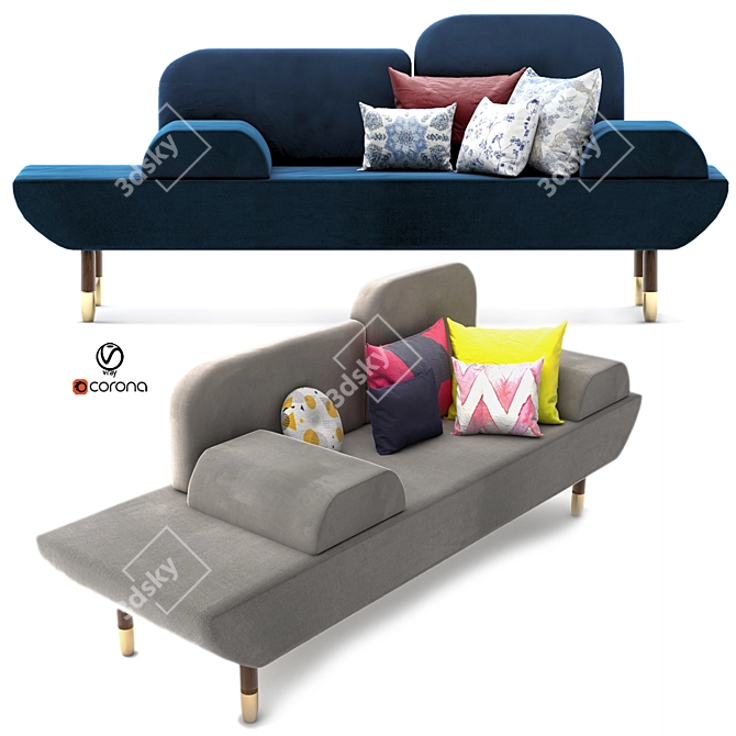 Contemporary Cubic Sofa 3D model image 1