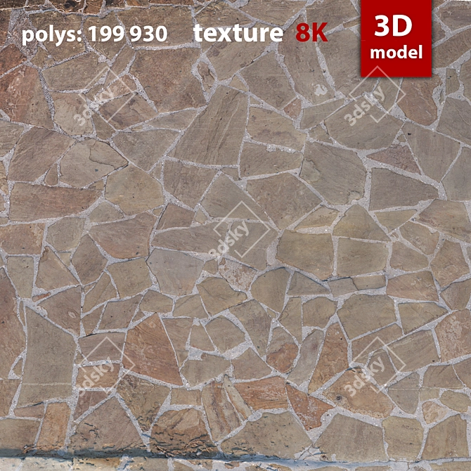 High-Quality 8K Paving Stones 3D model image 2