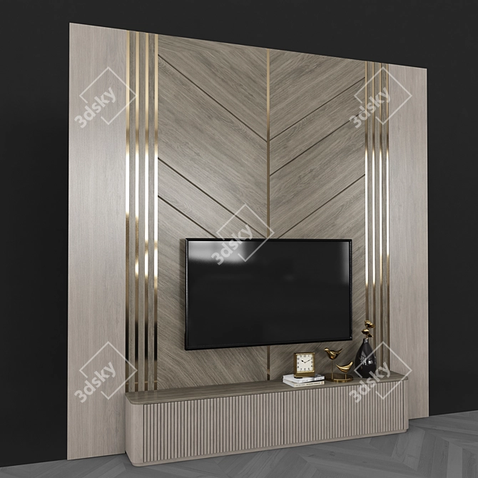 Modern TV Wall with 55" Screen 3D model image 3
