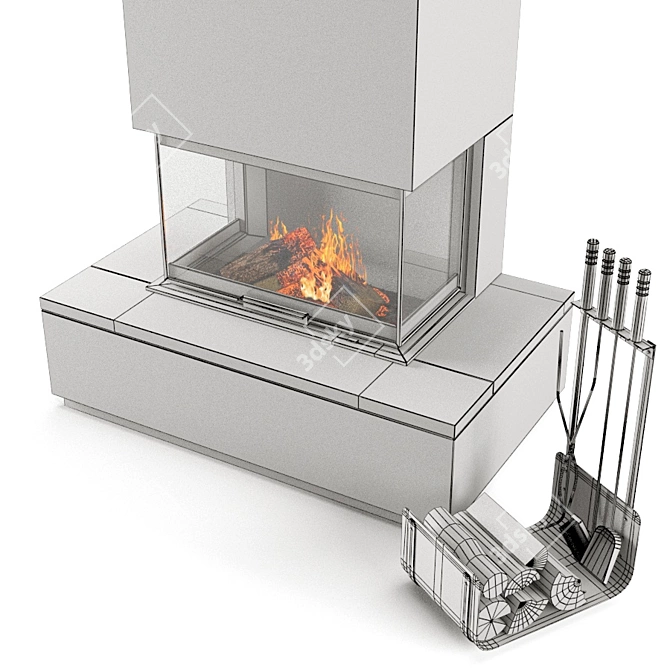 Creameng Shiloh Fireplace: Elegant, Stylish, and Functional 3D model image 5