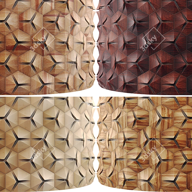 Wooden 3D Panel Collection 3D model image 2