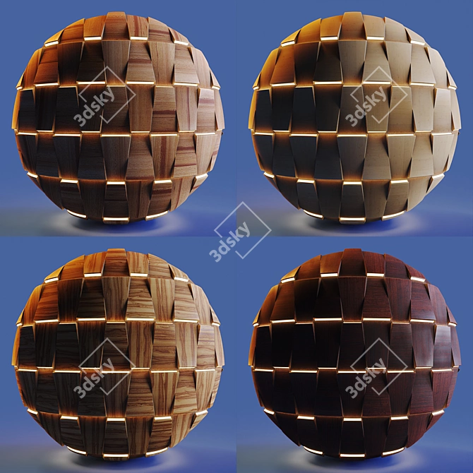 Wooden Striped 3D Panel: PBR, 4K, Seamless 3D model image 4