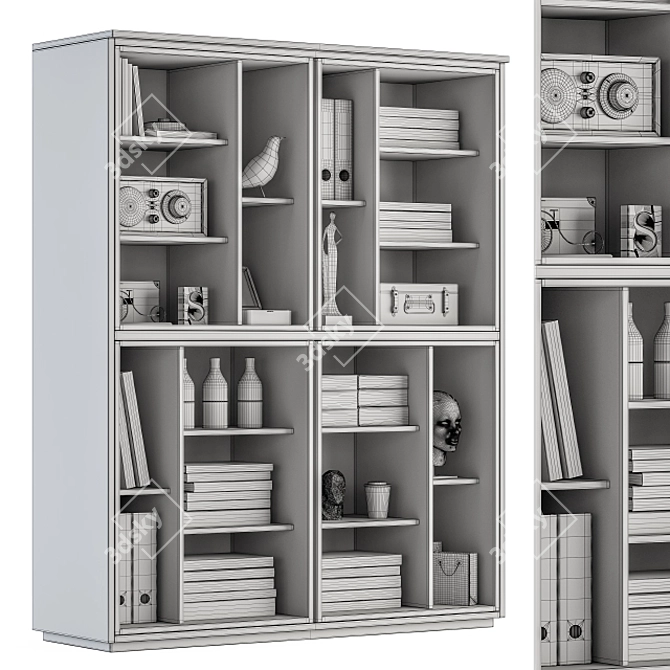 Elegant Black & White Library Display 3D model image 5