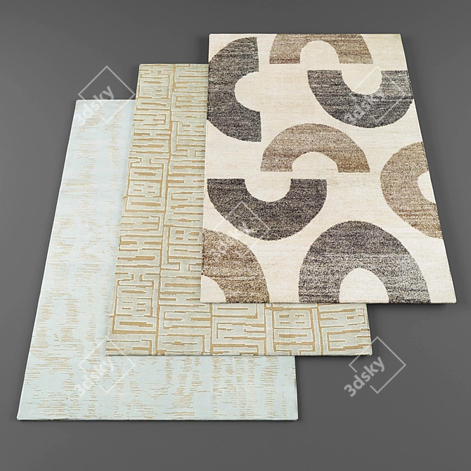 High-Resolution Rugs: 5-Piece Set 3D model image 1