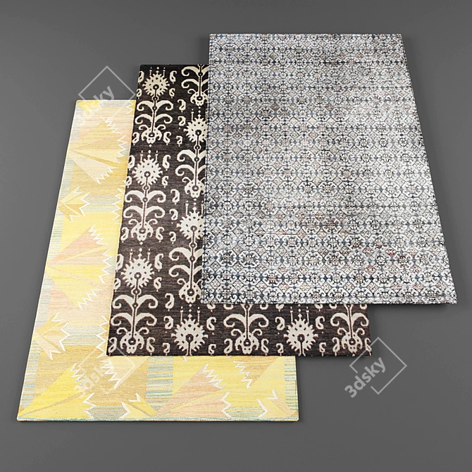 Premium Texture Carpets - 5 Piece Set 3D model image 1